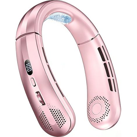 Ventilatore da collo senza pale a 100 velocità - Raffreddamento in ceramica a 16 °C, display digitale, batteria USB da 5000 mAh, silenzioso, a mani libere, design ergonomico per uso interno ed esterno (1/4)