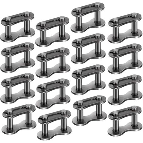 Lot de 16 maillons de connexion de chaîne à rouleaux 41, maillons maîtres robustes en acier au manganèse pour vélos, motos, machines industrielles - Noir (1/5)