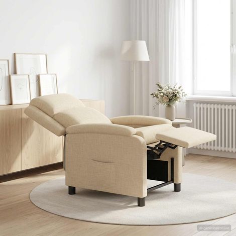 vidaXL Recliner Crema Tela (1/5)