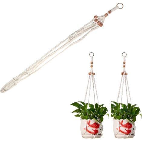 Makramee-Pflanzenampel – Boho-Baumwollseil-Dekoration für Blumentöpfe, ideal für drinnen und draußen, Decken, Balkone und Terrassen, Länge 85 cm (1/5)