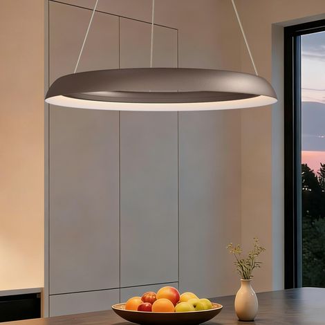 Mai & Mai Lampadario Sospensione 30W, Lampada 3000-6000K con Filo 110 CM, Altezza regolabile, Lampada da Soffitto a Sospensione per Camera da Letto, Cucina e Soggiorno, 60cm, Caffè, Luvina04 (1/5)