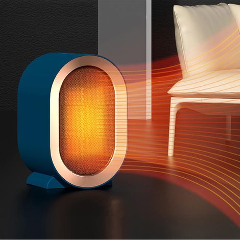 Radiateur soufflant à économie d'énergie de sécurité silencieuse en une pièce, mini radiateur soufflant en céramique PTC, radiateur électrique avec thermostat, 2 modes 800-1200W-Bleu-131220cm (1/2)