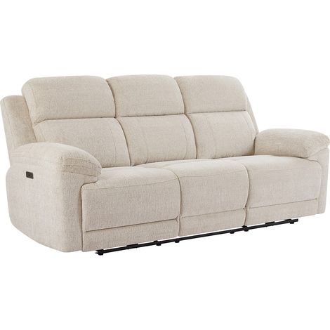 Divano relax elettrico 3 posti con ripiano in Tessuto chiné Beige - KELUNO