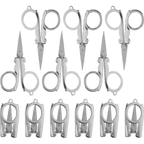 Lot de 12 Petit Ciseaux Pliants Portable Ciseaux de Voyage Coupeur en Acier Inoxydable Mini Ciseaux Set pour la Maison, le Bureau et le Voyage Ciseaux de Voyage (1/5)