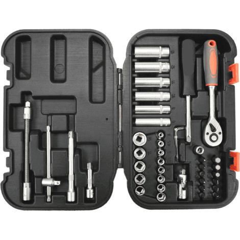 Cassetta chiavi bussole candele inserti prolunghe cacciavite cricchetto 1/4" 415to