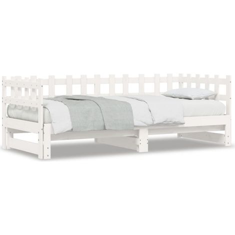 Maison Exclusive - Lit coulissant sans matelas blanc 2x(90x190) cm bois massif