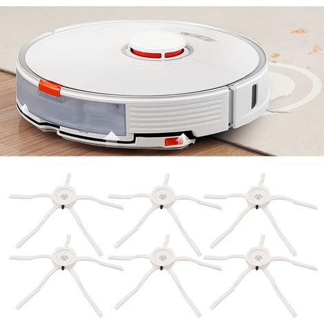 Convient aux aspirateurs robots Xiaomi Roborock séries S7MaxV/S7/S6/S5/S4/E avec brosses latérales en silicone pour aspiration (blanc). (1/5)
