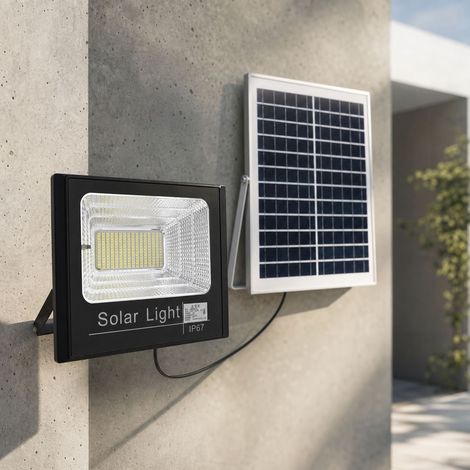 Solarbetriebene LED-Außenleuchte mit 107 LEDs, IP67 wasserdicht, 5000-mAh-Akku, 20 Stunden Akkulaufzeit, Fernbedienung, polykristallines Panel, ideal für Gärten (1/4)