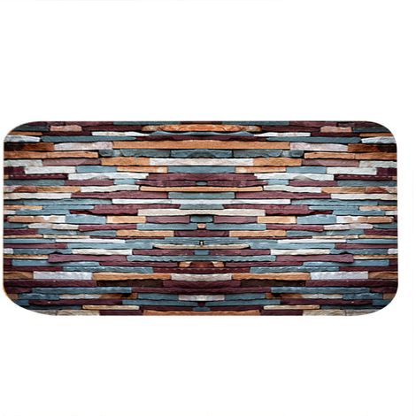 Tapis Antidérapant 50x80cm En Flanelle Pour Salle De Bain Et Cuisine - Style Mur De Pierre - Lot De 1 (1/5)