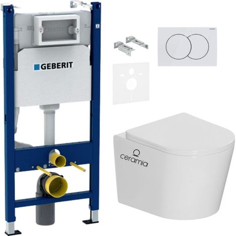 WC-Set Geberit Duofix 112 cm + Ceramia Tornado Hängetoilette SoftClose + Delta01 Weiß + Schallschutzset (CETORGEB3SET-IN)