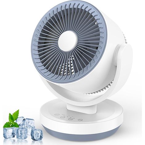 Leiser Tischventilator, 40 W, Luftzirkulationsventilator für den Schreibtisch, starker Luftstrom, 3 Geschwindigkeitsstufen, 7,5-Stunden-Timer, 120° + 90° Oszillation, ideal für Büros und Wohnungen (1/5)