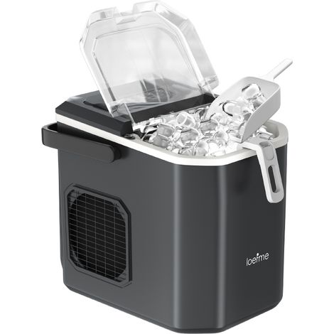 Machine à glaçons noire autonettoyante – 9 glaçons en 6min – 12kg/24h – 2 tailles pour boissons et fruits de mer – Pelle à glaçons incluse (1/5)
