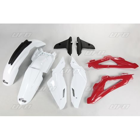 KIT DI PLASTICA UFO PER HUSQVARNA TC 250/300/450 '09-'13 COLORE ORIGINALE (BIANCO/ROSSO/NERO) (HU610E999)