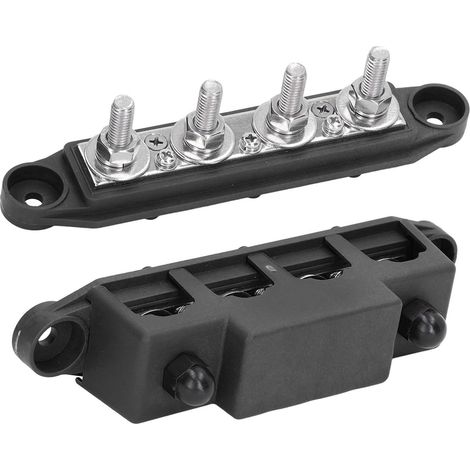 Stromschiene für Freizeitfahrzeuge und Boote, 4-Loch 5/16"-Schalterblock mit Abdeckung, schwarz (CP-0823-02) (1/5)