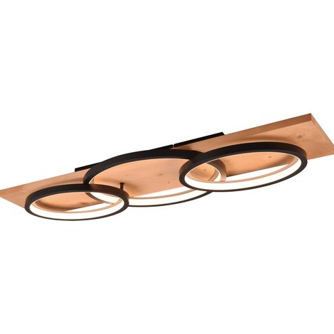 LED Deckenleuchte BARCA dimmbar Naturholz Metall Schwarz, Breite 97cm (1/5)