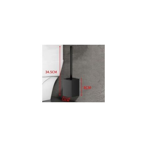 Cepillo de inodoro de aluminio espacial, cepillo de inodoro sin esquinas muertas, cepillo de pared para lavavajillas sin perforación, limpieza de inodoro doméstico, negro