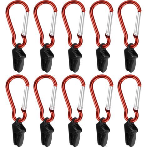 10 Sets Planenclips mit Karabinern, Zeltclips, Markisenclips, windfeste Zeltverriegelungsclips, robuste Planenclips für Outdoor-Aktivitäten, Camping und Pavillons (1/5)