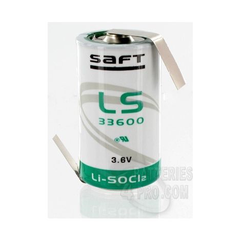 Pile Lithium 3.6V 17Ah LS33600 + cosses à souder opposées