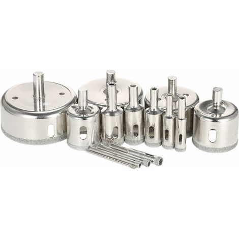 CCYKXA 14-teiliges 3-70-mm-Glaslochsägen-Set, diamantbeschichtete Kernlochsäge, Marmorbohrer, Fliesen, Keramik, Glas, Porzellan, Bohren