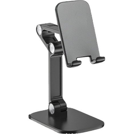 Support de bureau pour téléphone, réglable en hauteur, pliable, support portable pour téléphone/tablette/diffusion en direct, noir. (1/5)