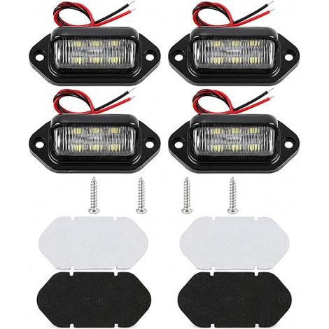 lampes LED pour éclairage de plaque d’immatriculation - Feux arrière étanches 6SMD pour véhicules 12V/24V - Compatible avec camions, caravanes et remorques - Éclairage puissant et écoénergétique (1/5)