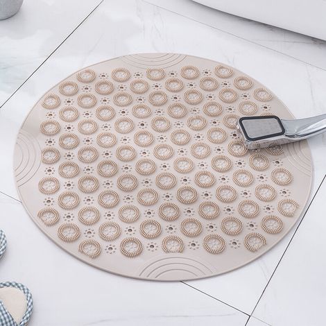 Tappetino da bagno massaggiante, tappetino da bagno rotondo con superficie testurizzata, tappetino doccia in PVC antiscivolo con foro di drenaggio, diametro: 55 cm - Crezuo