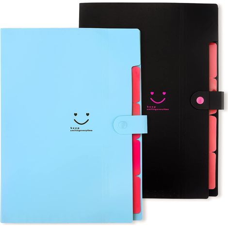 Dossier Pliable À Accordion - 5 Pochettes Extensibles - Format A4 Et Lettre - Pour Bureau École Maison - 2 Pièces (1/5)