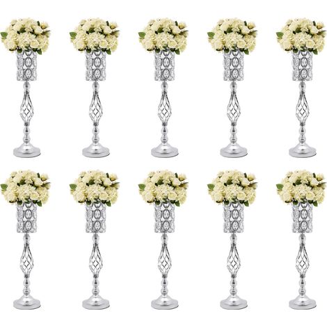 61cm Vases à fleurs argentés pour les tables de mariage, lot de 10 vases à fleurs pour centres de table de mariage (1/5)