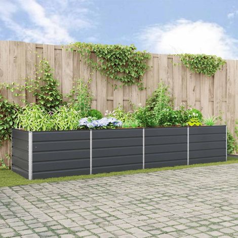 Pflanzkübel Anthrazit 385 x 100 x 75 cm Verzinkter Stahl