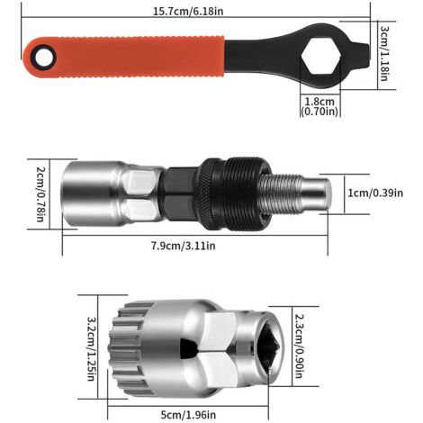 Extracteur de Manivelle de Pédalier de Vélo, Outil Réparation de Vélo Démonte Pédalier VTT, avec Clé de 16 mm, Demonte Pedalier Velo Trousse de Réparation, pour Démontage Manivelles de Vélo (1/4)