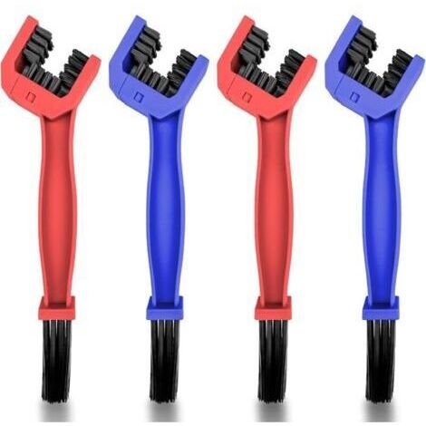 Pièces Brosse Chaine Moto Rouge et Bleu, Brosses de Nettoyage pour Chaîne de Vélo, Pinceau Detailing Auto, Kit de Brosse Nettoyage Voiture Interieur Exterieur pour Vélos et Motos (1/4)