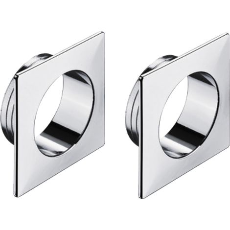 2x Rosace de bouton poussoir carrée en plastique pour épaisseur de porte 19mm Verrou Fermeture Caravane Sécurité Push-lock, chromé poli (1/3)