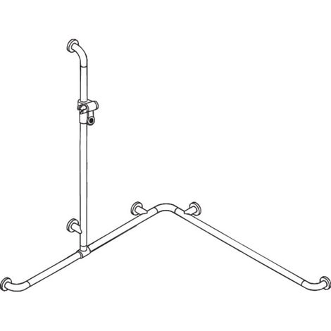 HEWI 801.35D320 98 Poignée de receveur de douche avec barre d'appui en acier inoxydable, AM:1100 (1/2)