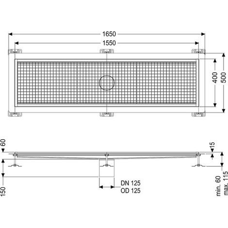 -Kastenrinne Ferrofix Klebeflansch H: 15 mm, 400 x 1550 mm