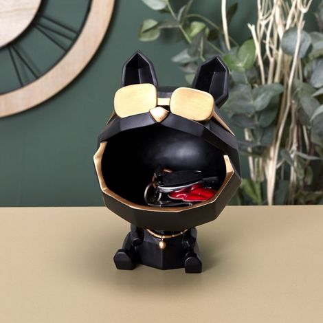 Vide Poche - HOME DECO FACTORY - Chien à Lunettes - Noir et Or (1/5)