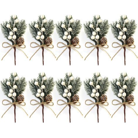 Künstliche rote Beerenzweige, künstliche Tannenzapfen, Weihnachtsbeeren-Ornament, Bastel-Weihnachtsdekoration, Bürodekoration (X) (1/5)