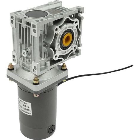 Motorreductor de tornillo sin fin, CC 12V, par de 3,66 kg/cm, gris, enchufe europeo de 100V-240V. (1/2)