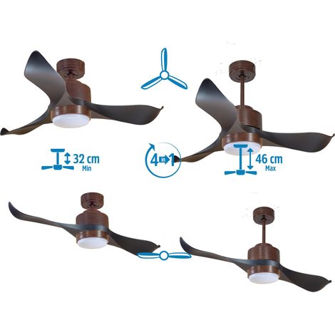 Bolt, Ventilateur déstratificateur d'air, moteur chrome pales bois 166 Cm, 100 % efficace été/hivers, avec lampe (1/5)
