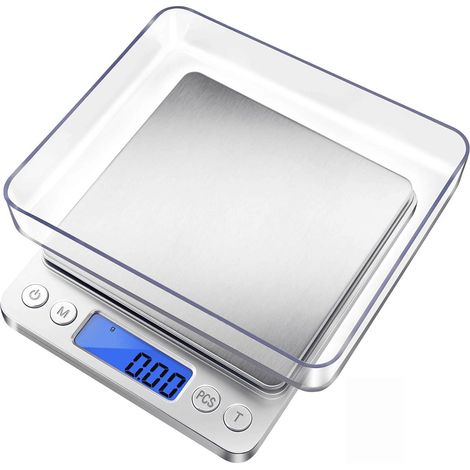 Digitale Waage mit grammgenauer Präzision (0,01 g Genauigkeit), 500 g Mini-Juwelierwaage, Mini-Küchenwaage zum Wiegen von Gewürzen, Pulvern, Gold und Münzen - Gewicht in Gramm und Unzen (mit Ladekabel (1/5)