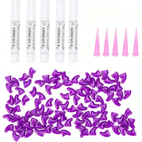 Set mit 100 weichen PVC-Katzenkrallenkappen (lila XS) - Set mit 100 weichen PVC-Katzenkrallenkappen (lila XS) (1/5)