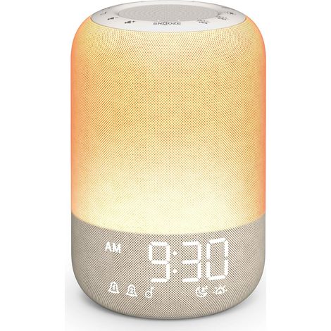 Réveil Lumineux Simulateur d'Aube, Lampe de Reveil, 2 Alarmes, Snooze (1/5)