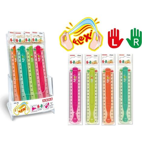 EXPOSITOR 15 REGLAS 15 CM FLEXIBLES DOBLE ZURDOS Y DIESTROS