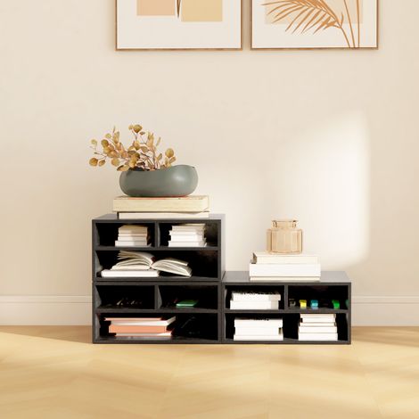Étagère roulante 2 étagères noire 47x40x22.5 cm, meuble de rangement bureau à 3 casiers ouverts (1/5)