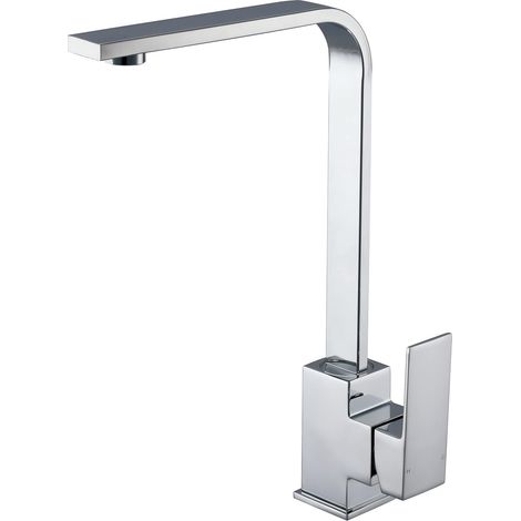 Robinet de cuisine carré mitigeur moderne d'évier intégré chromé (1/4)