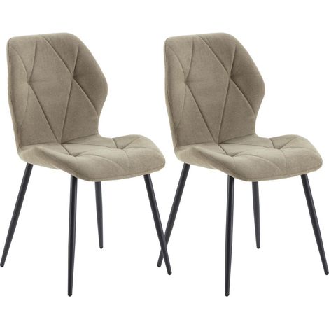 Lot de 2 chaises en tissu polyester doux vert et pieds en métal laqué noir - LUCIANA (1/5)