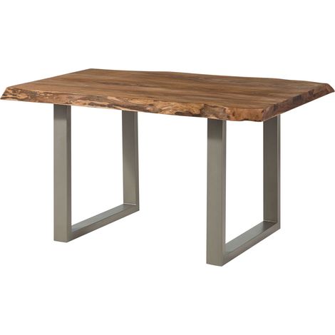 FREEFORM 5 tavolo da pranzo in legno di sheesham - verniciato natur / gambe in ferro U argento matt 140x90