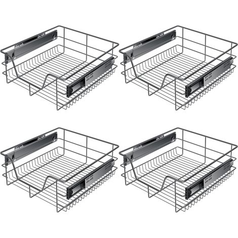 KESSER® Tiroir télescopique, acier inoxydable chromé - 4x 50 cm, anthracite
