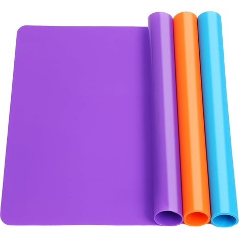 Lot de 3 tapis silicone antidérapants résistants chaleur, pliables, protection table bricolage, multicolores (1/5)