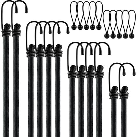 12er-Pack Spanngummis mit Haken, in 4 Längen, wasserdichte Planenspanner mit starken Spanngurten, elastische Gepäckgurte, Expander mit Haken zur Ladungssicherung (35cm, 60cm, 100cm, 120cm)