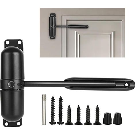 Chiudiporta automatico 1 pz Chiudiporta nero Chiudiporta automatico Materiale in lega di zinco Adatto per porte in metallo, porte di sicurezza, porte in legno, ecc.